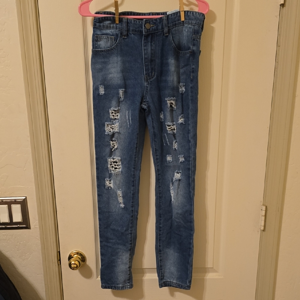 Fredd Marshall Blue Skinny Jeans Distressed Style